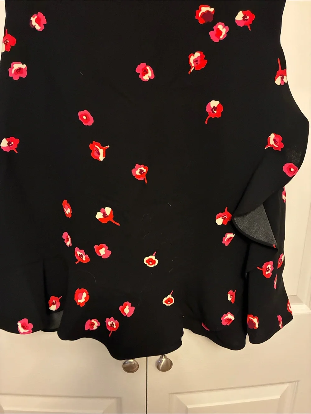 kate spade Black Dress with Red Floral Print and Peter Pan Collar